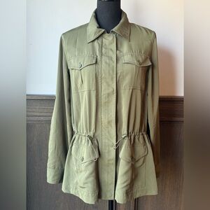 Chaps Denim Classic Olive Utility Jacket with Drawstring Waist - Women medium